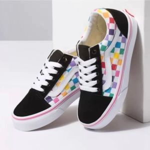 Vans Old Skool Checker Rainbow White Leather Canvas